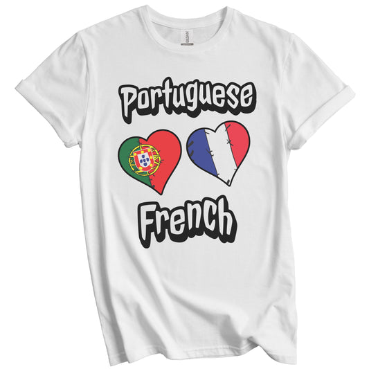 Portuguese French Flag Heart Combo Portugal France T-Shirt