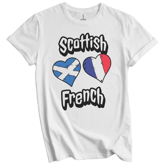 Scottish French Flag Heart Combo Scotland France T-Shirt