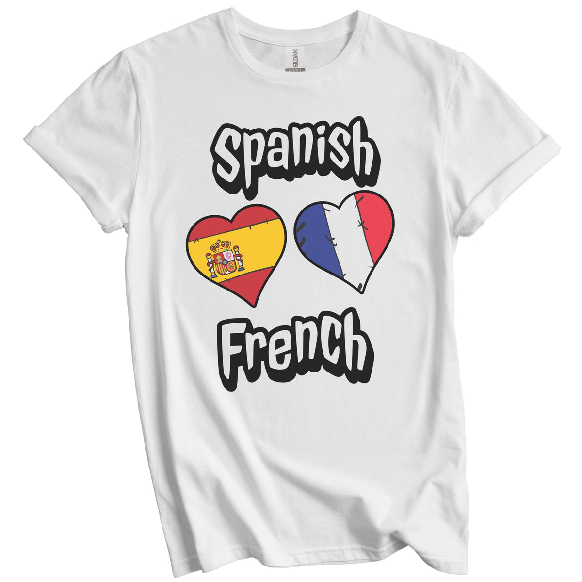 Spanish French Flag Heart Combo Spain France T-Shirt