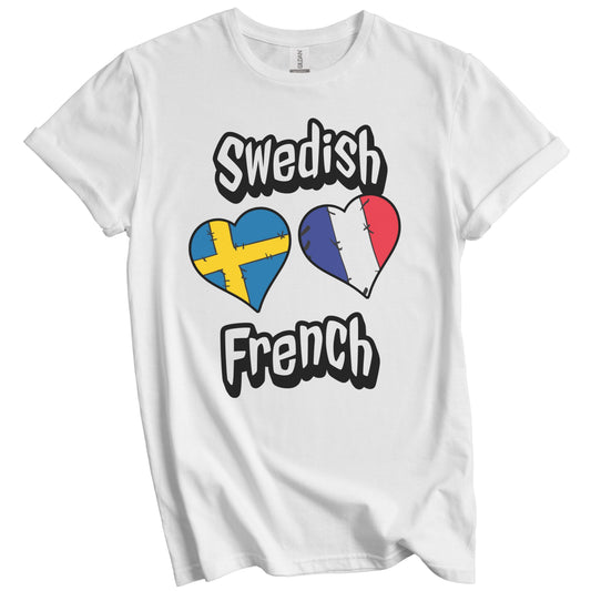 Swedish French Flag Heart Combo Sweden France T-Shirt