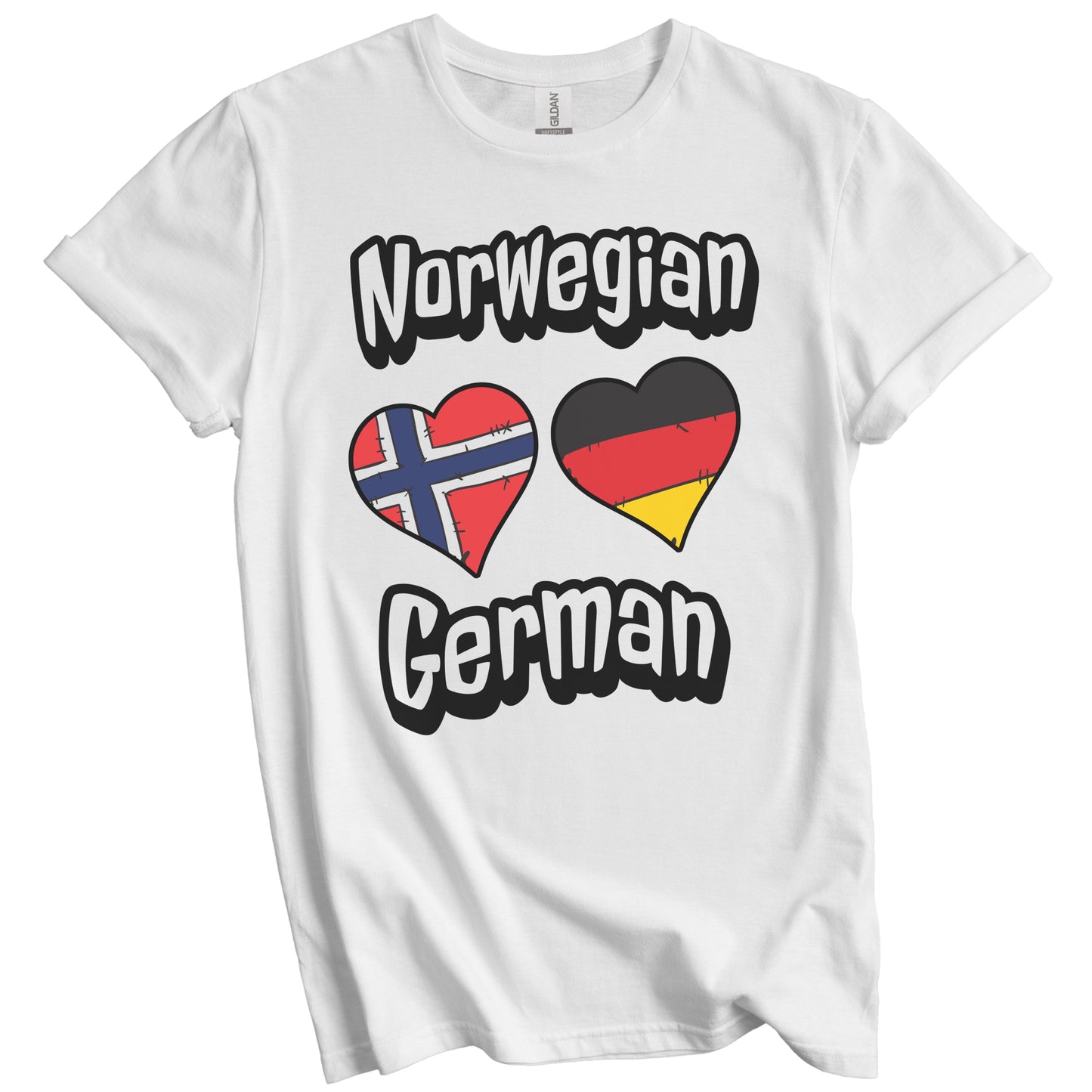 Norwegian German Flag Heart Combo Norway Germany T-Shirt