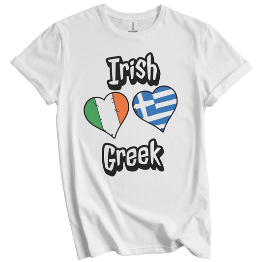 Irish Greek Flag Heart Combo Ireland Greece T-Shirt