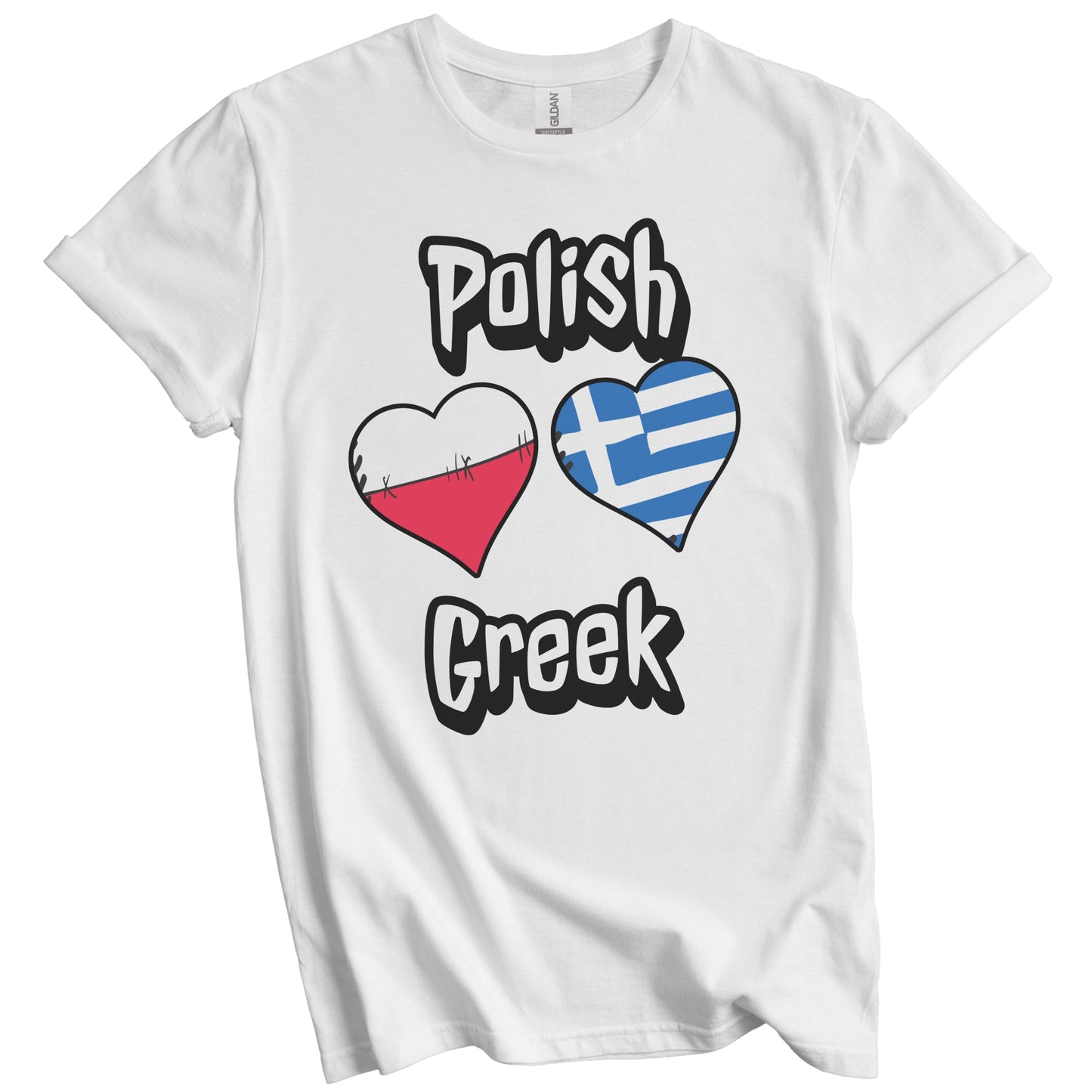 Polish Greek Flag Heart Combo Poland Greece T-Shirt