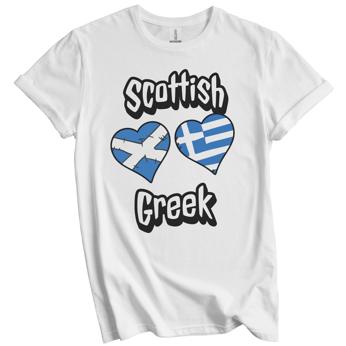 Scottish Greek Flag Heart Combo Scotland Greece T-Shirt