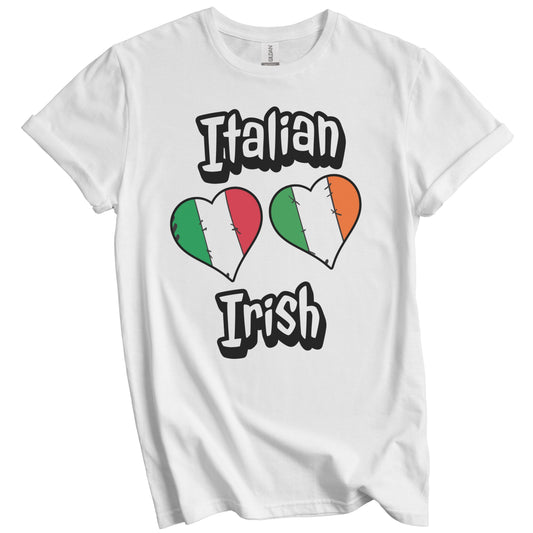 Italian Irish Flag Heart Combo Italy Ireland T-Shirt