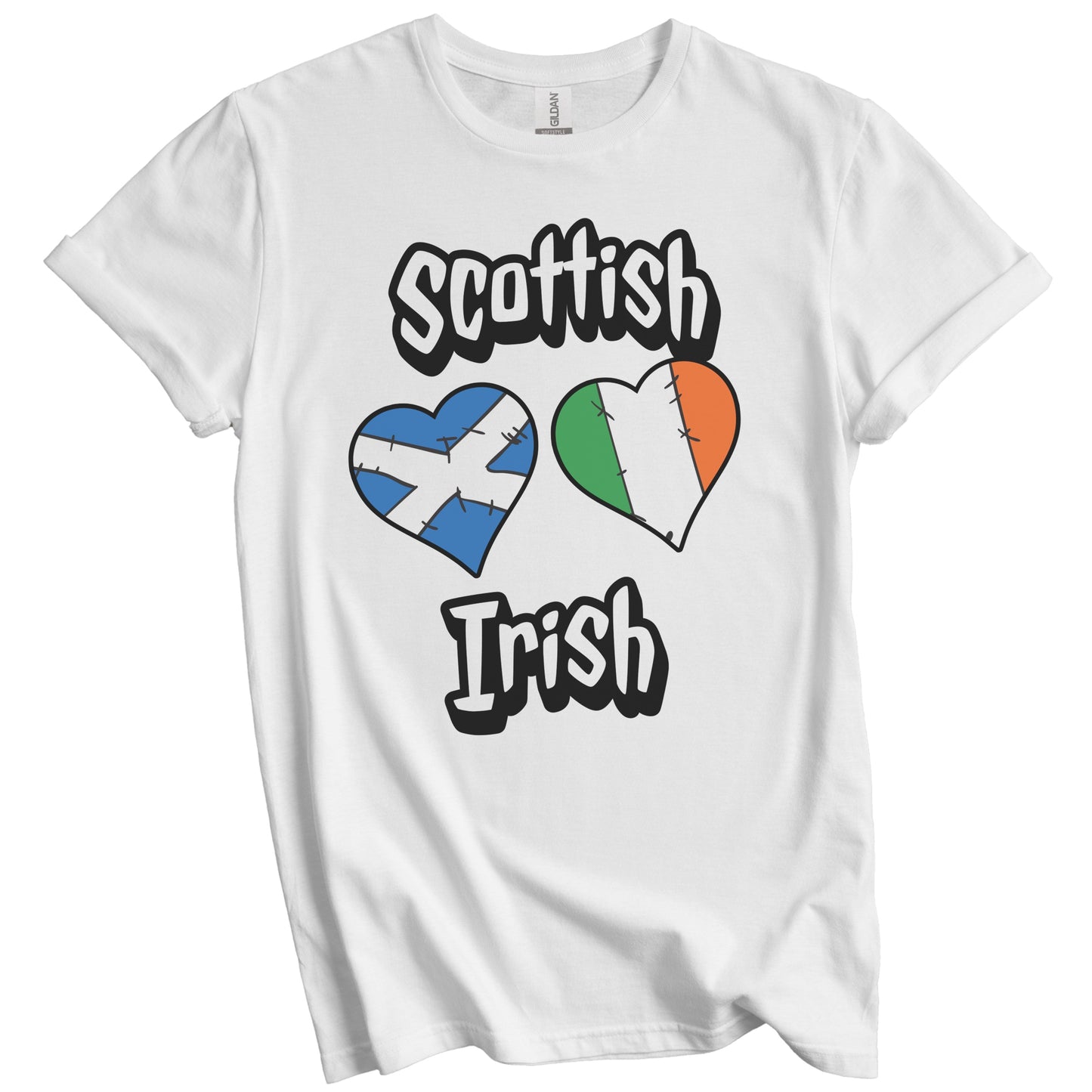 Scottish Irish Flag Heart Combo Scotland Ireland T-Shirt