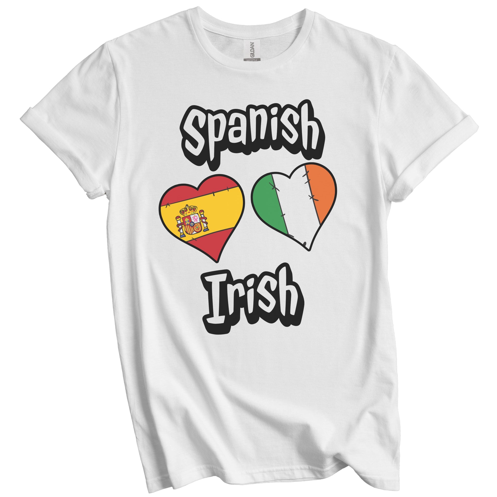 Spanish Irish Flag Heart Combo Spain Ireland T-Shirt