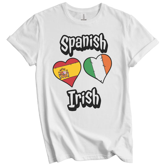 Spanish Irish Flag Heart Combo Spain Ireland T-Shirt