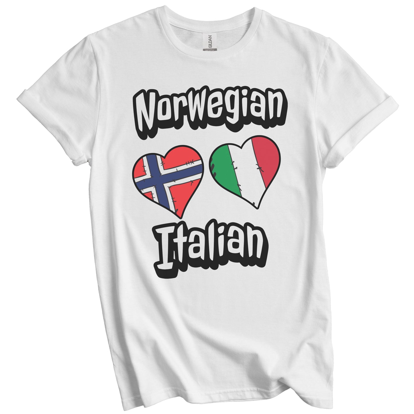 Norwegian Italian Flag Heart Combo Norway Italy T-Shirt