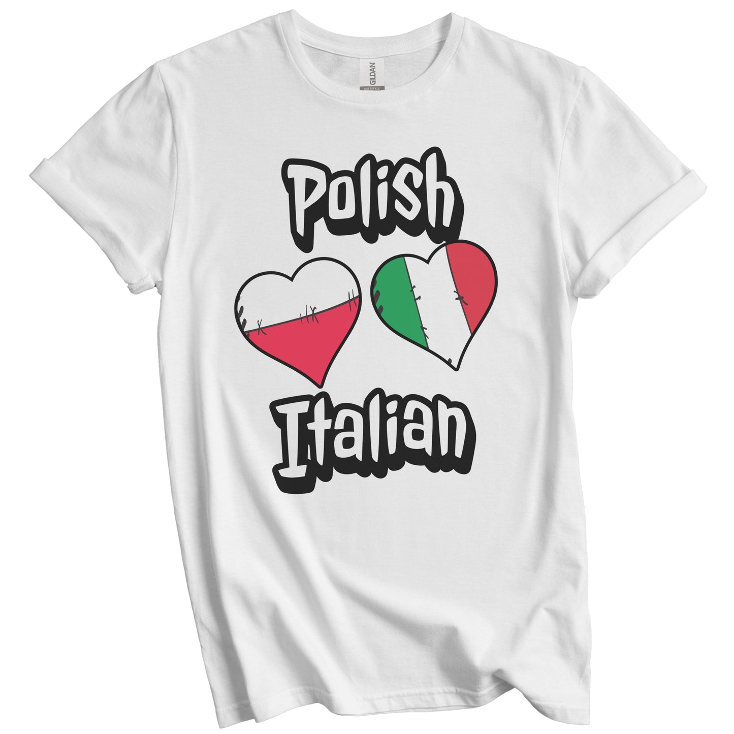 Polish Italian Flag Heart Combo Poland Italy T-Shirt
