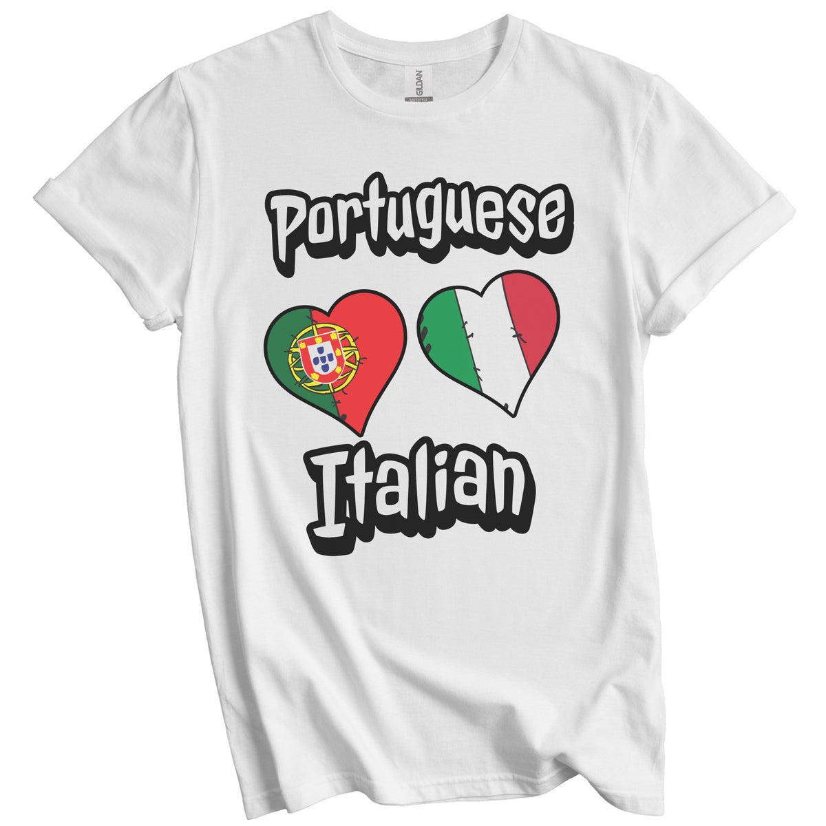 Portuguese Italian Flag Heart Combo Portugal Italy T-Shirt