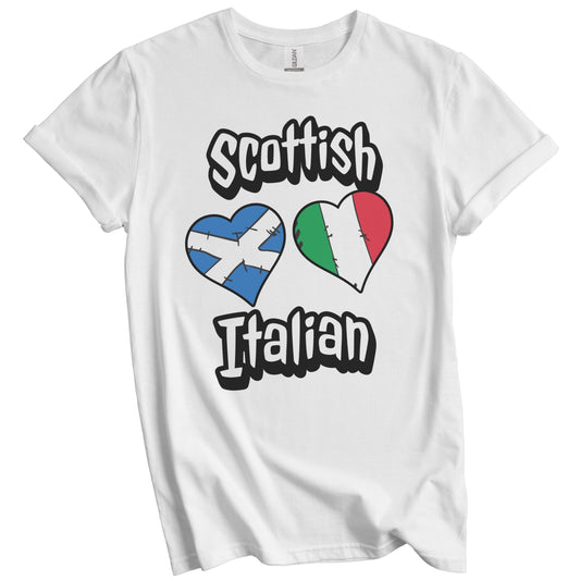 Scottish Italian Flag Heart Combo Scotland Italy T-Shirt