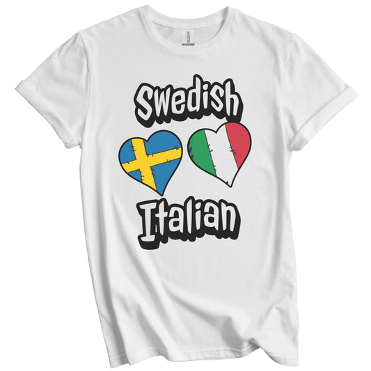 Swedish Italian Flag Heart Combo Sweden Italy T-Shirt