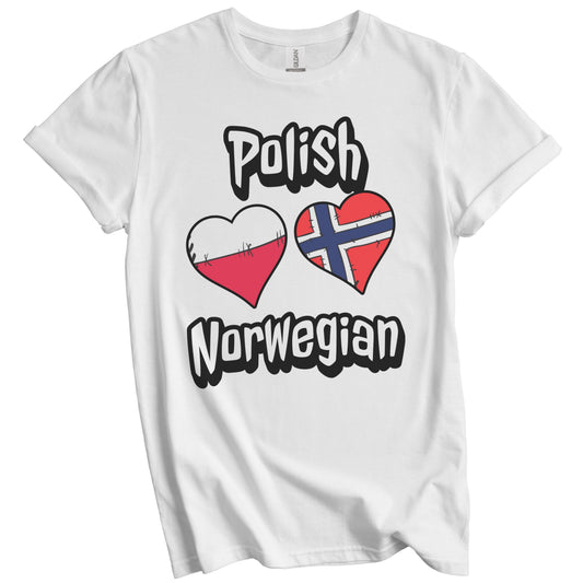Polish Norwegian Flag Heart Combo Poland Norway T-Shirt