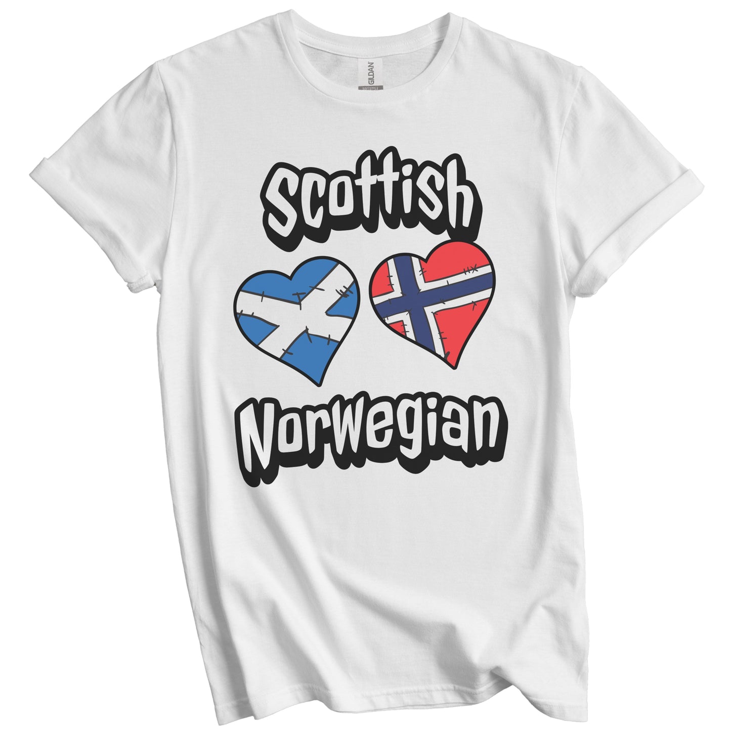 Scottish Norwegian Flag Heart Combo Scotland Norway T-Shirt