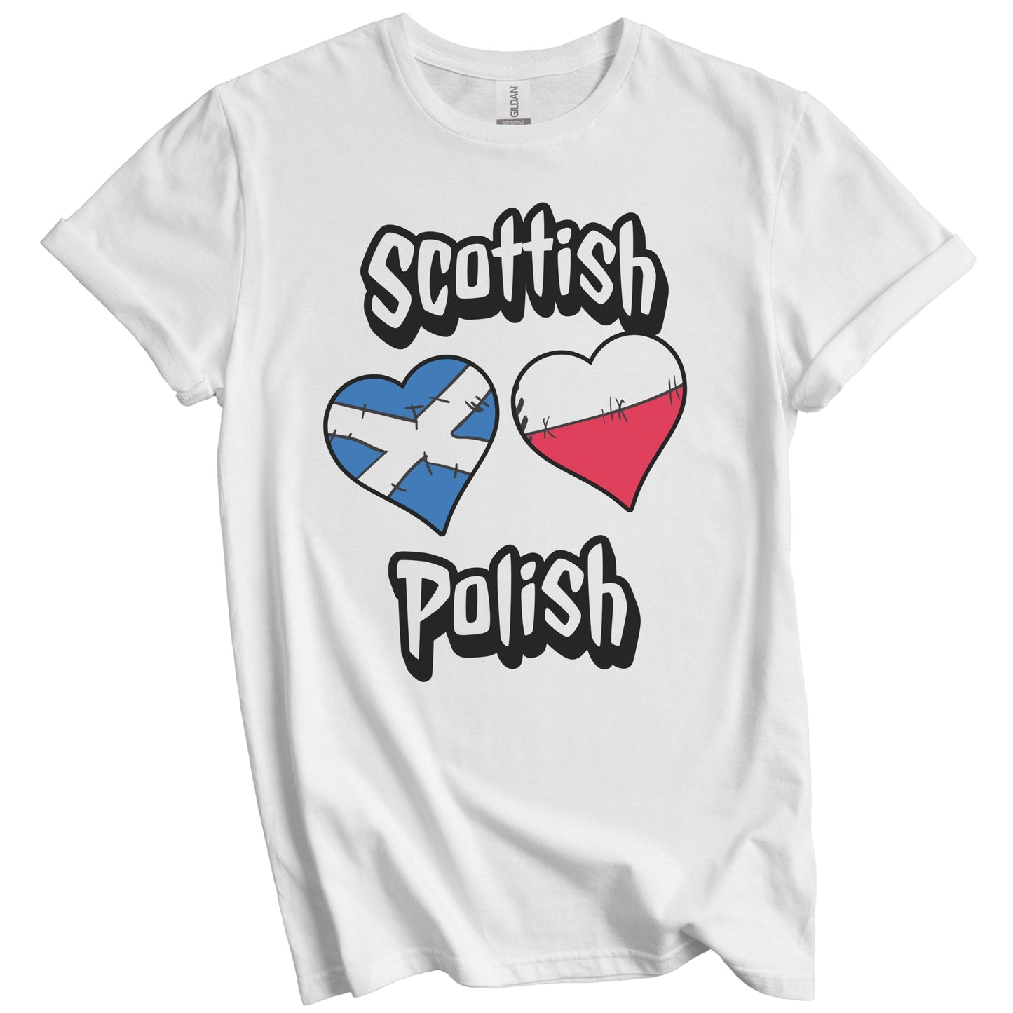 Scottish Polish Flag Heart Combo Scotland Poland T-Shirt