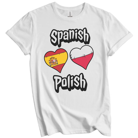 Spanish Polish Flag Heart Combo Spain Poland T-Shirt