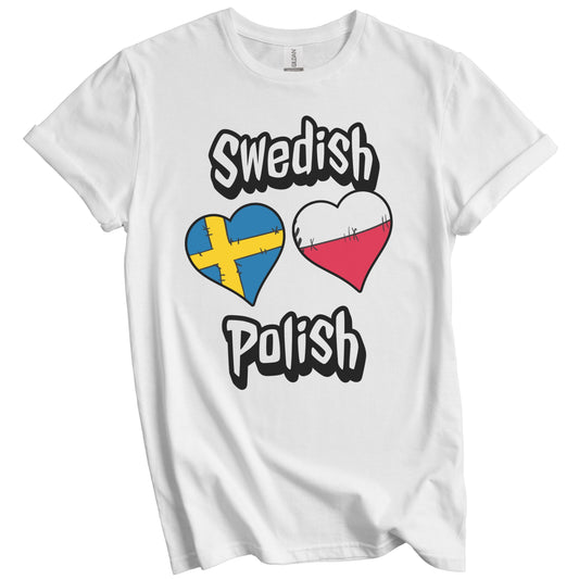 Swedish Polish Flag Heart Combo Sweden Poland T-Shirt