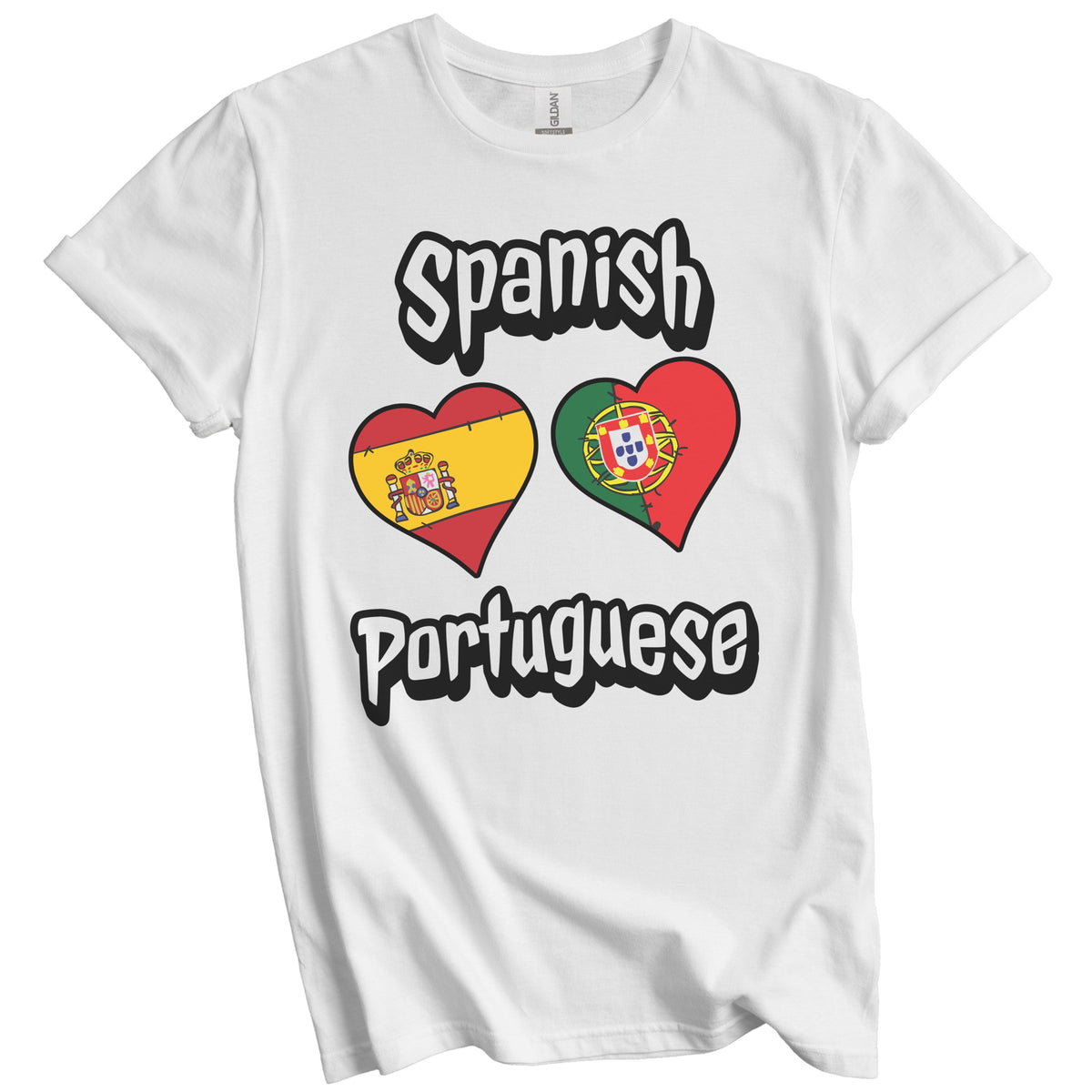 Spanish Portuguese Flag Heart Combo Spain Portugal T-Shirt