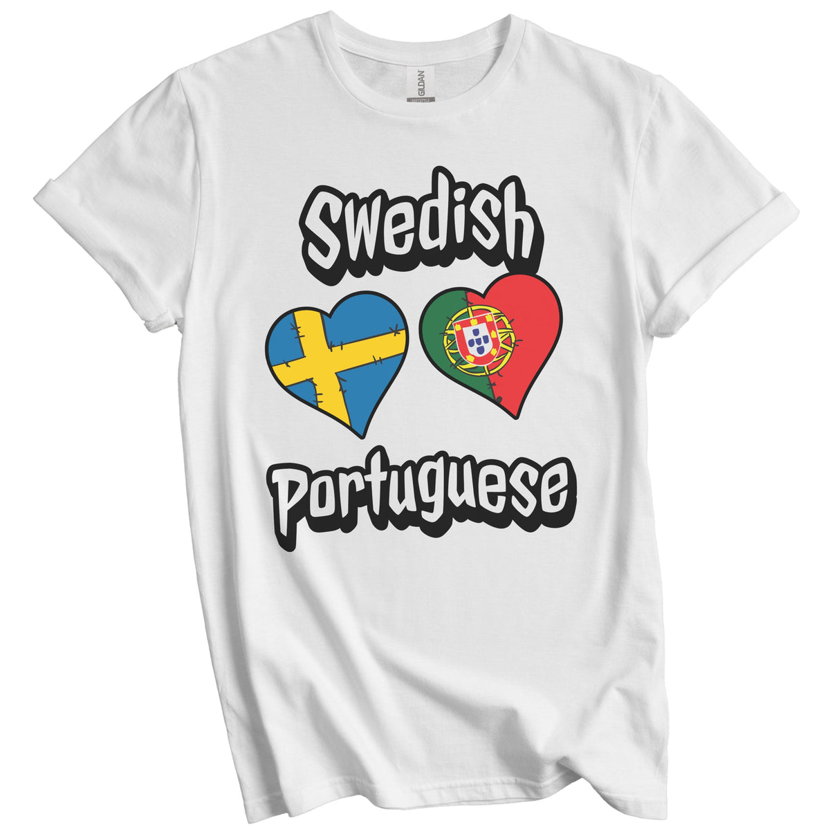 Swedish Portuguese Flag Heart Combo Sweden Portugal T-Shirt