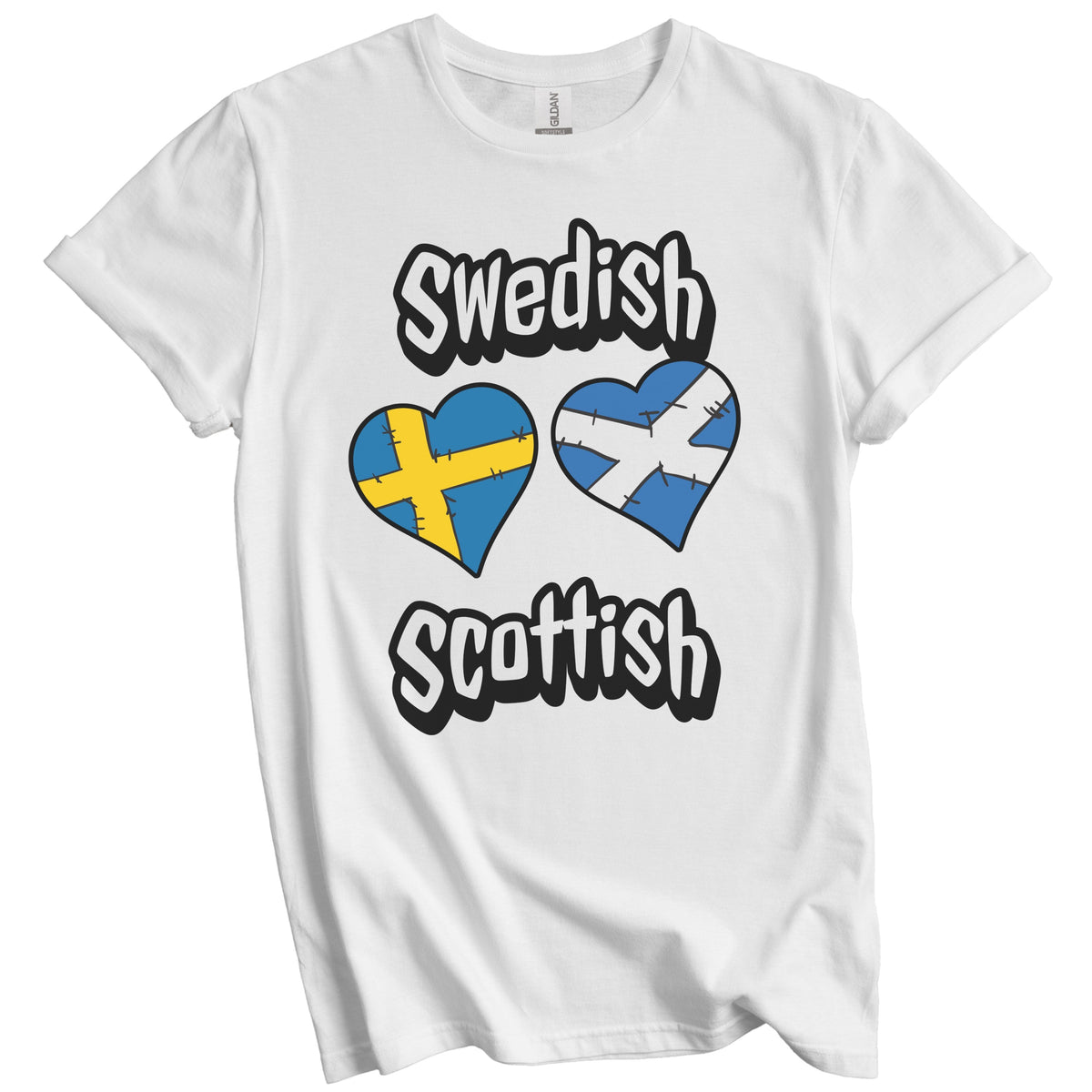 Swedish Scottish Flag Heart Combo Sweden Scotland T-Shirt