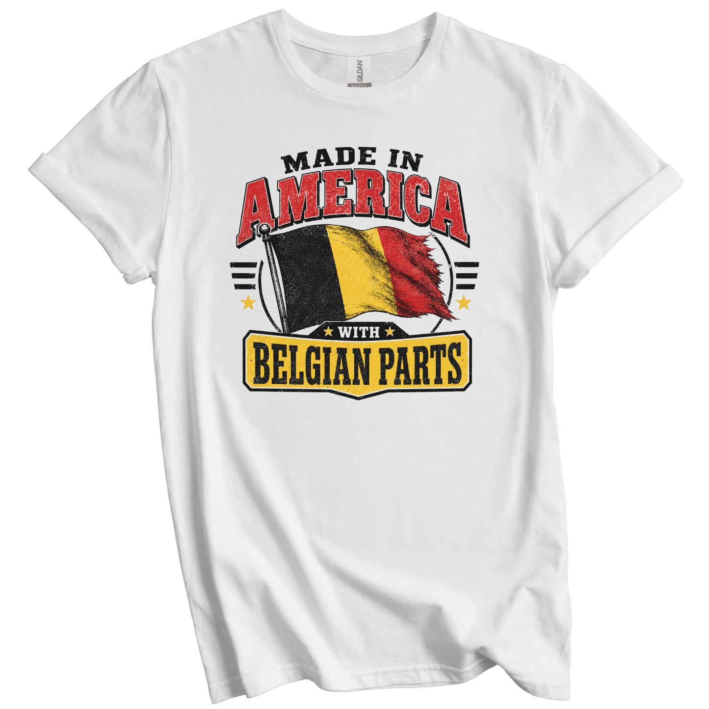 Made In America With Belgian Parts Belgium Flag T-Shirt