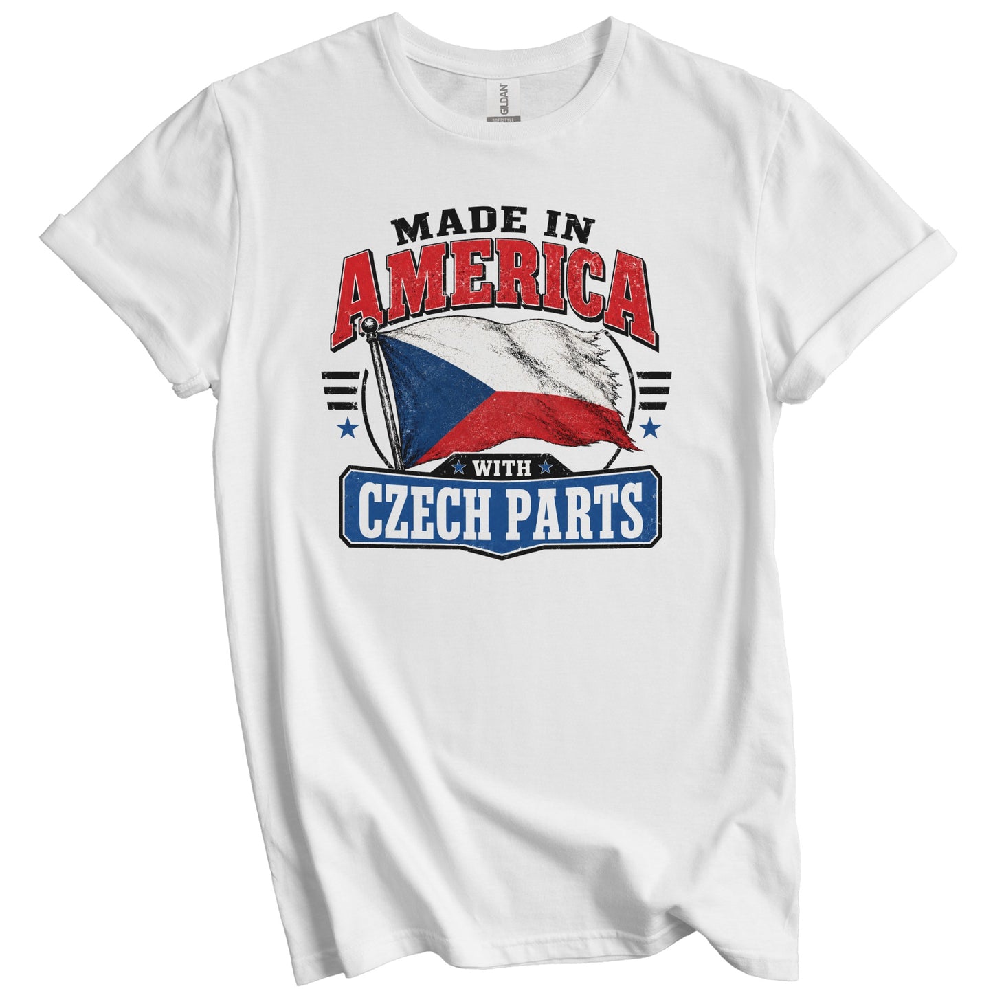 Made In America With Czech Parts Czech Republic Flag T-Shirt