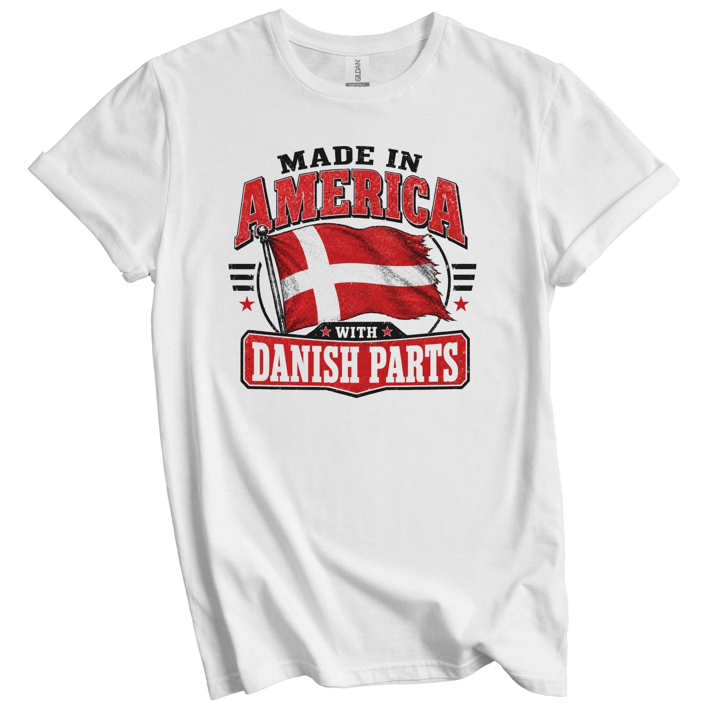 Made In America With Danish Parts Denmark Flag T-Shirt