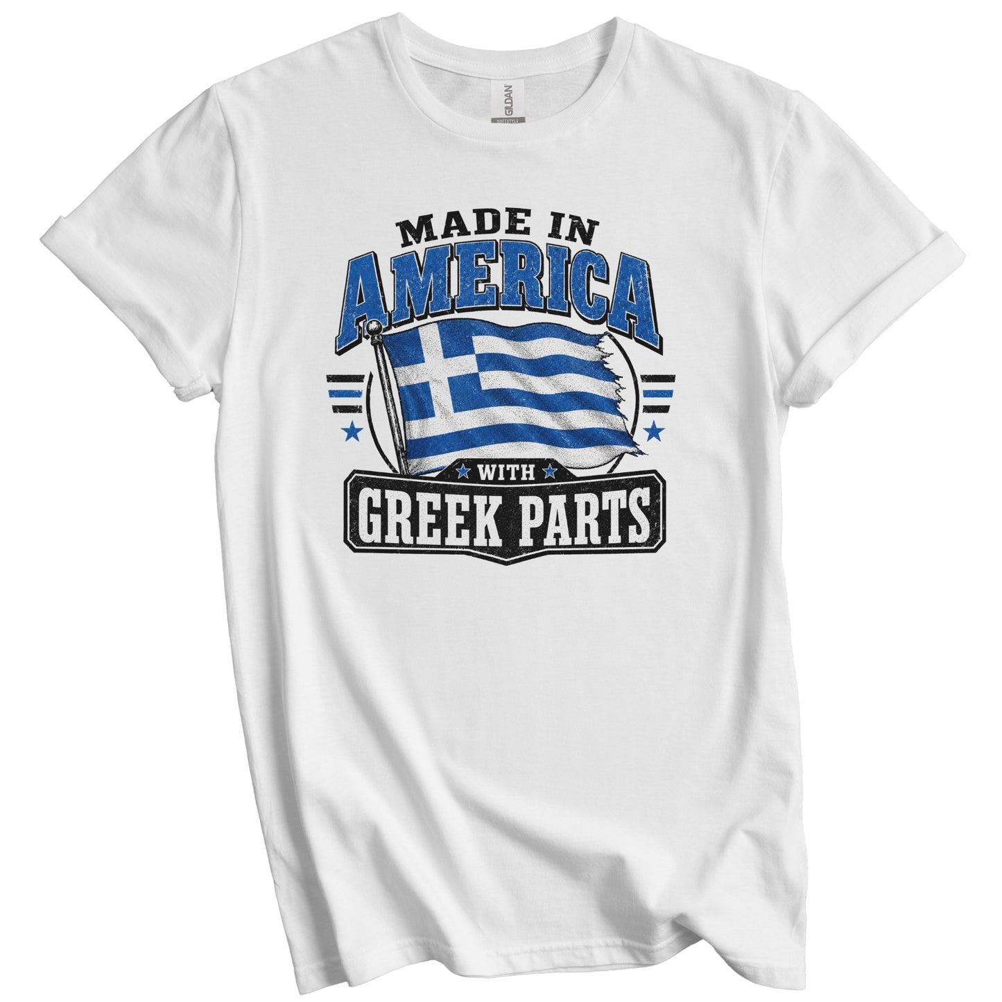 Made In America With Greek Parts Greece Flag T-Shirt