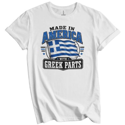 Made In America With Greek Parts Greece Flag T-Shirt