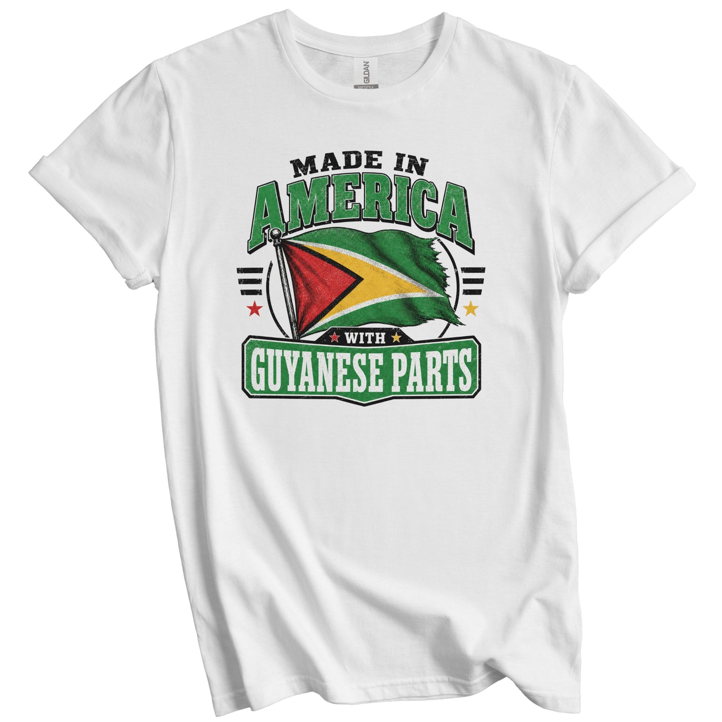 Made In America With Guyanese Parts Guyana Flag T-Shirt