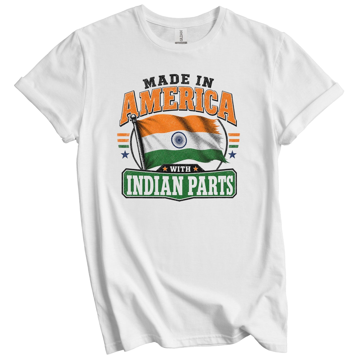 Made In America With Indian Parts India Flag T-Shirt