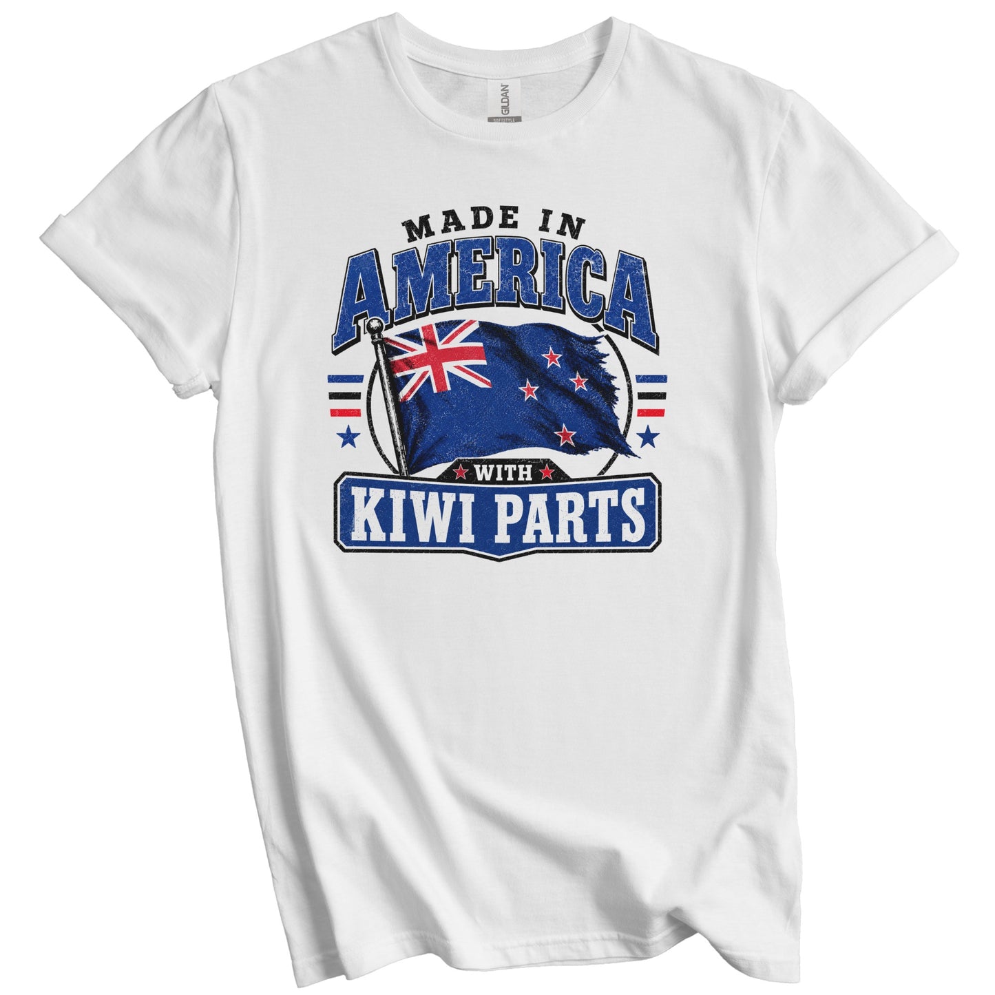 Made In America With Kiwi Parts New Zealand Flag T-Shirt