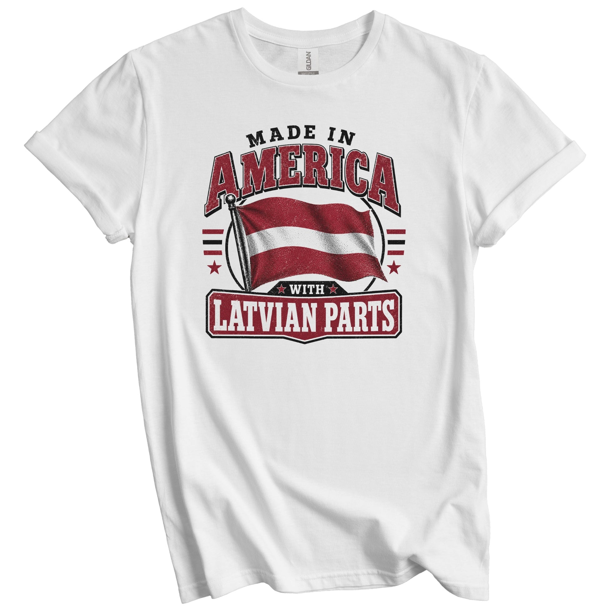 Made In America With Latvian Parts Latvia Flag T-Shirt