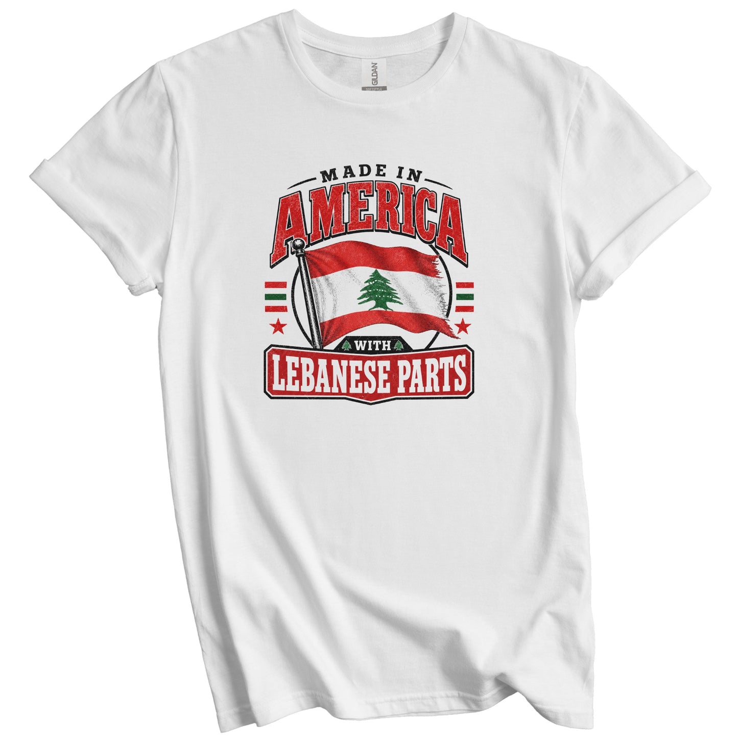 Made In America With Lebanese Parts Lebanon Flag T-Shirt