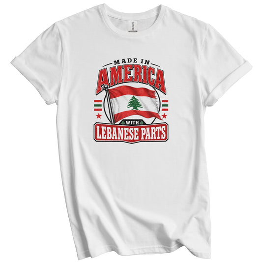 Made In America With Lebanese Parts Lebanon Flag T-Shirt