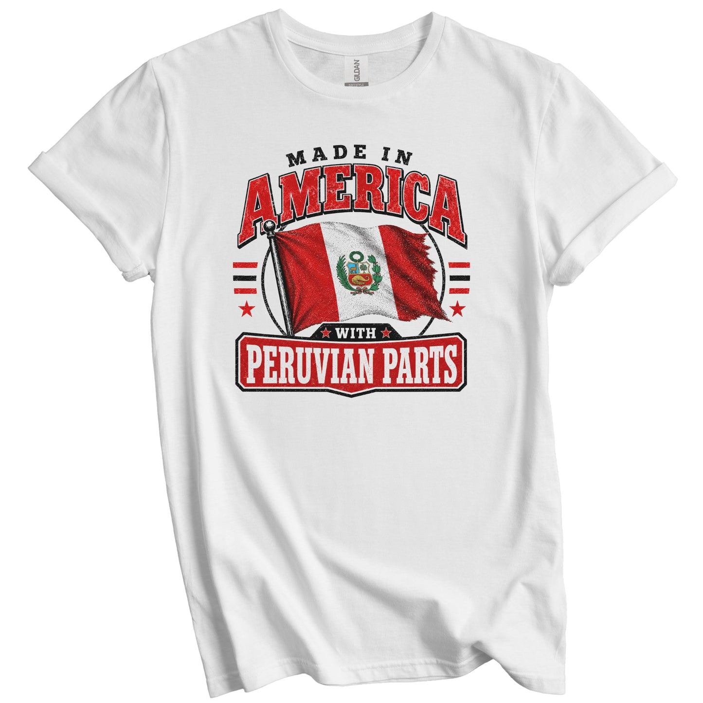 Made In America With Peruvian Parts Peru Flag T-Shirt