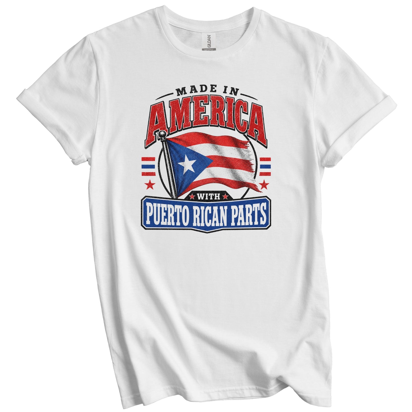 Made In America With Puerto Rican Parts Puerto Rico Flag T-Shirt