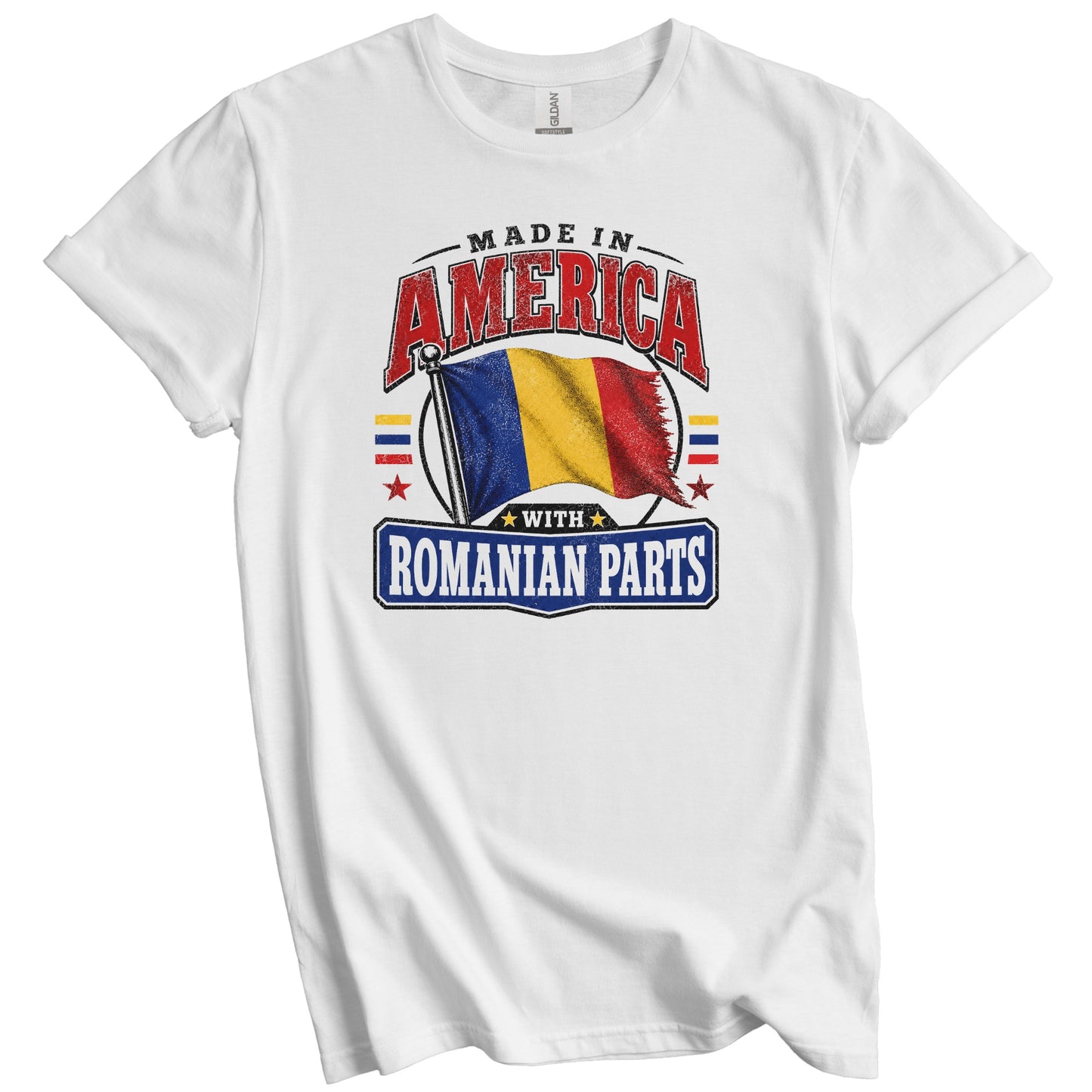 Made In America With Romanian Parts Romania Flag T-Shirt
