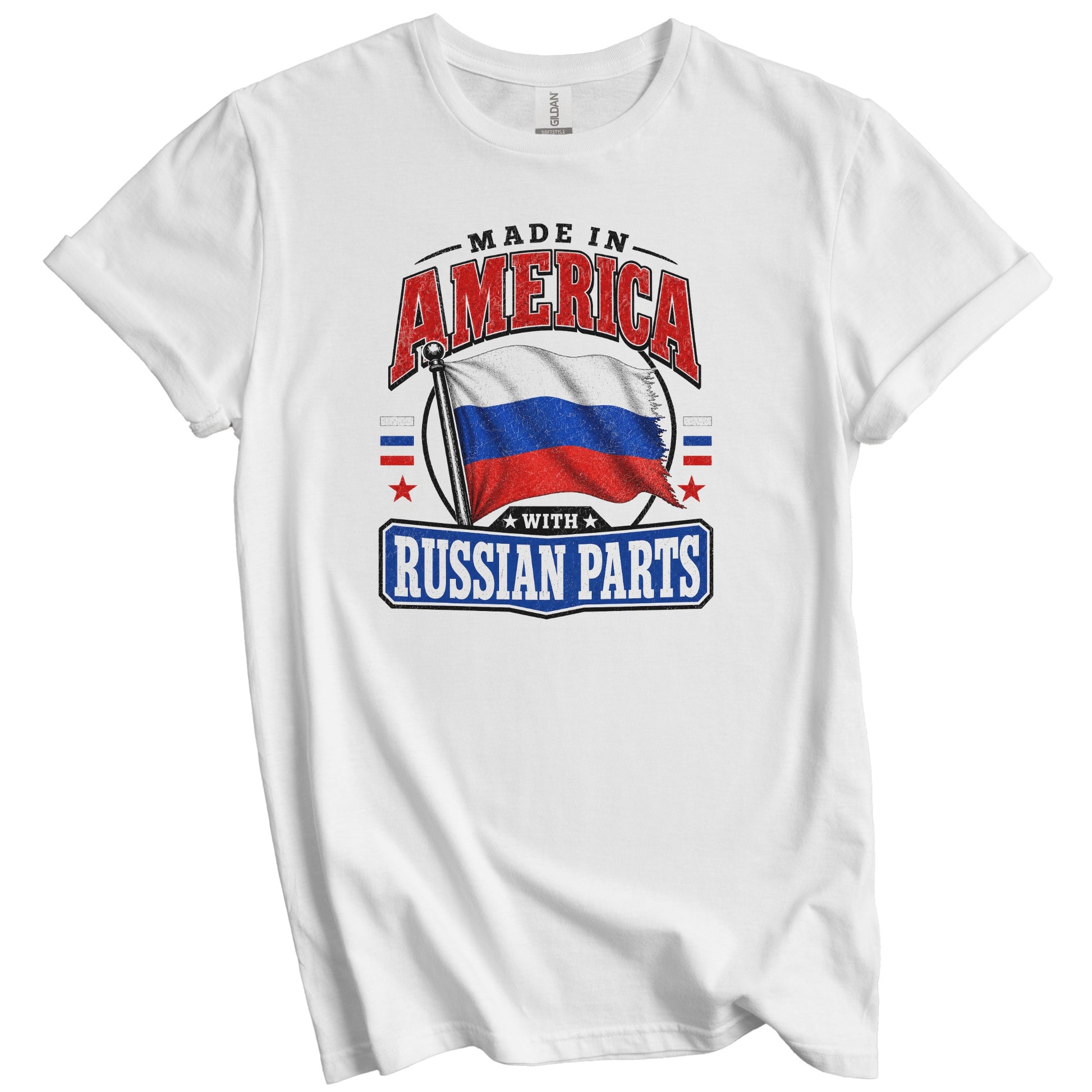 Made In America With Russian Parts Russia Flag T-Shirt