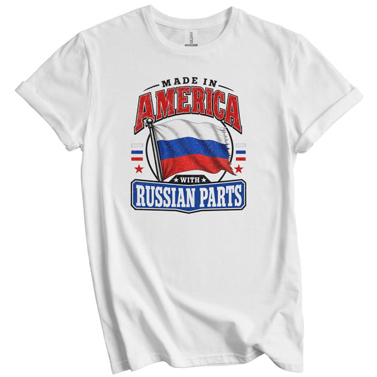 Made In America With Russian Parts Russia Flag T-Shirt