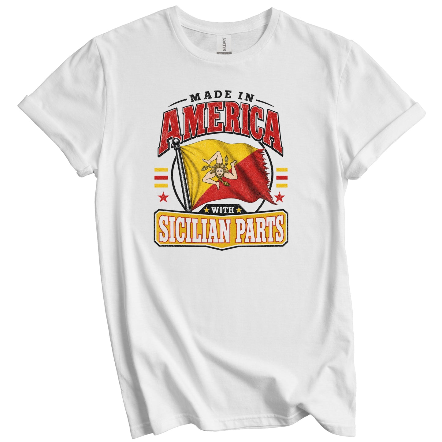 Made In America With Sicilian Parts Sicily Flag T-Shirt