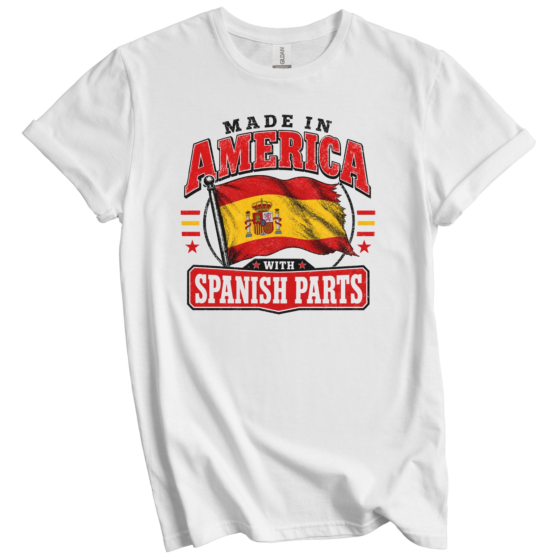 Made In America With Spanish Parts Spain Flag T-Shirt