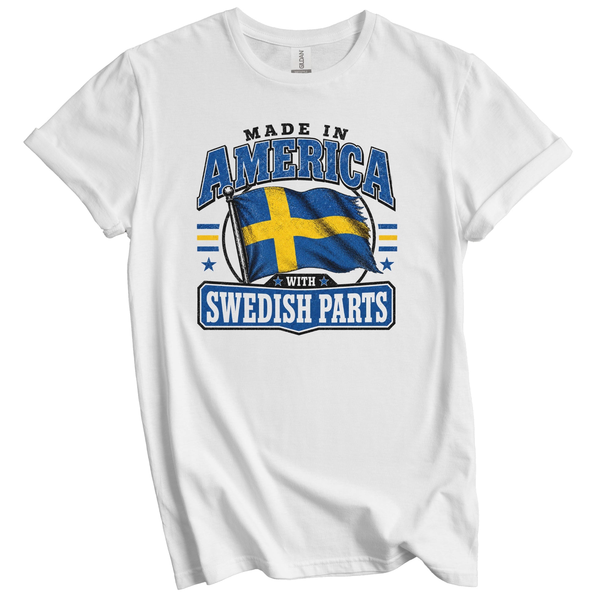 Made In America With Swedish Parts Sweden Flag T-Shirt