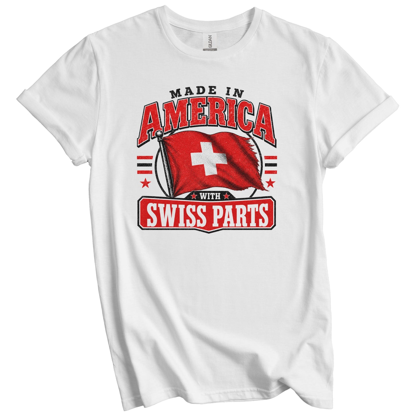 Made In America With Swiss Parts Switzerland Flag T-Shirt