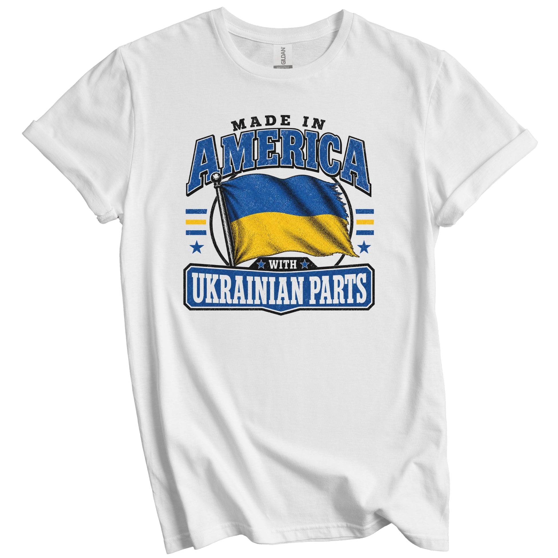 Made In America With Ukrainian Parts Ukraine Flag T-Shirt