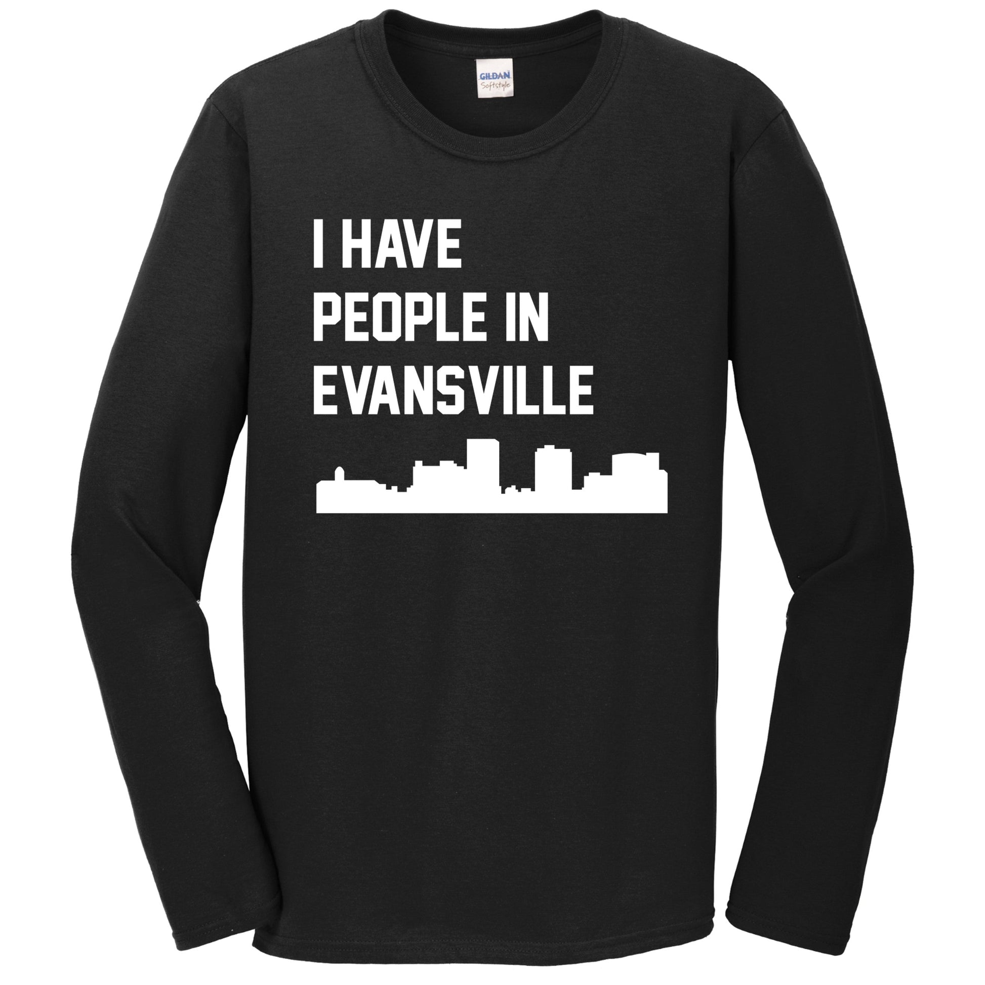 I Have People In Evansville Indiana Skyline Long Sleeve T-Shirt