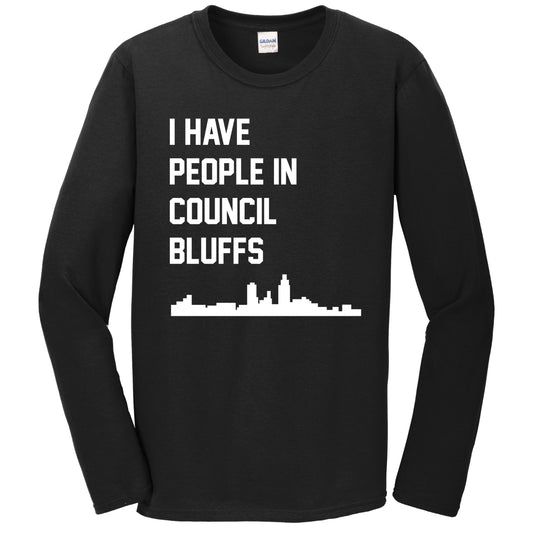 I Have People In Council Bluffs Iowa Skyline Long Sleeve T-Shirt