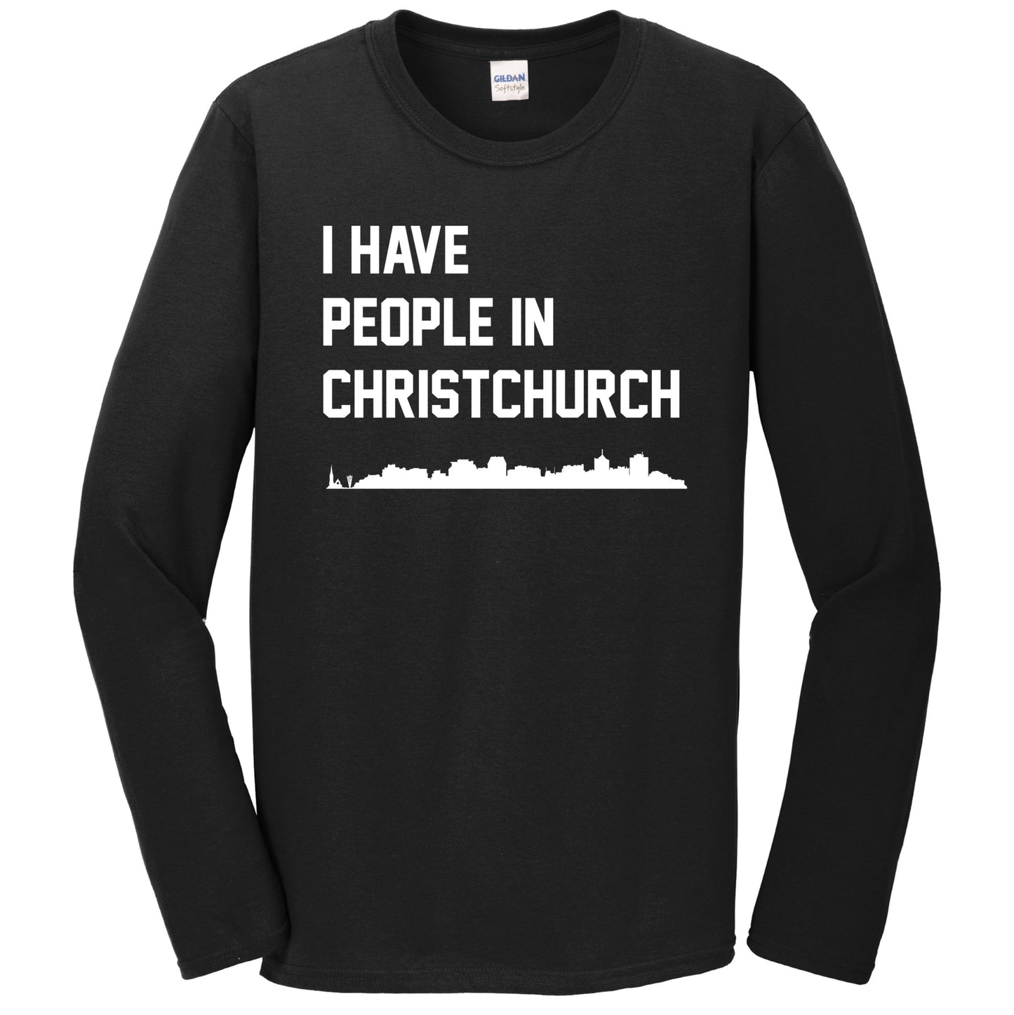 I Have People In Christchurch New Zealand Skyline Long Sleeve T-Shirt