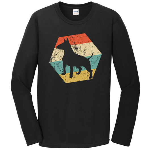Bull Terrier Dog Breed Retro Distressed Hexagon Long Sleeve T-Shirt